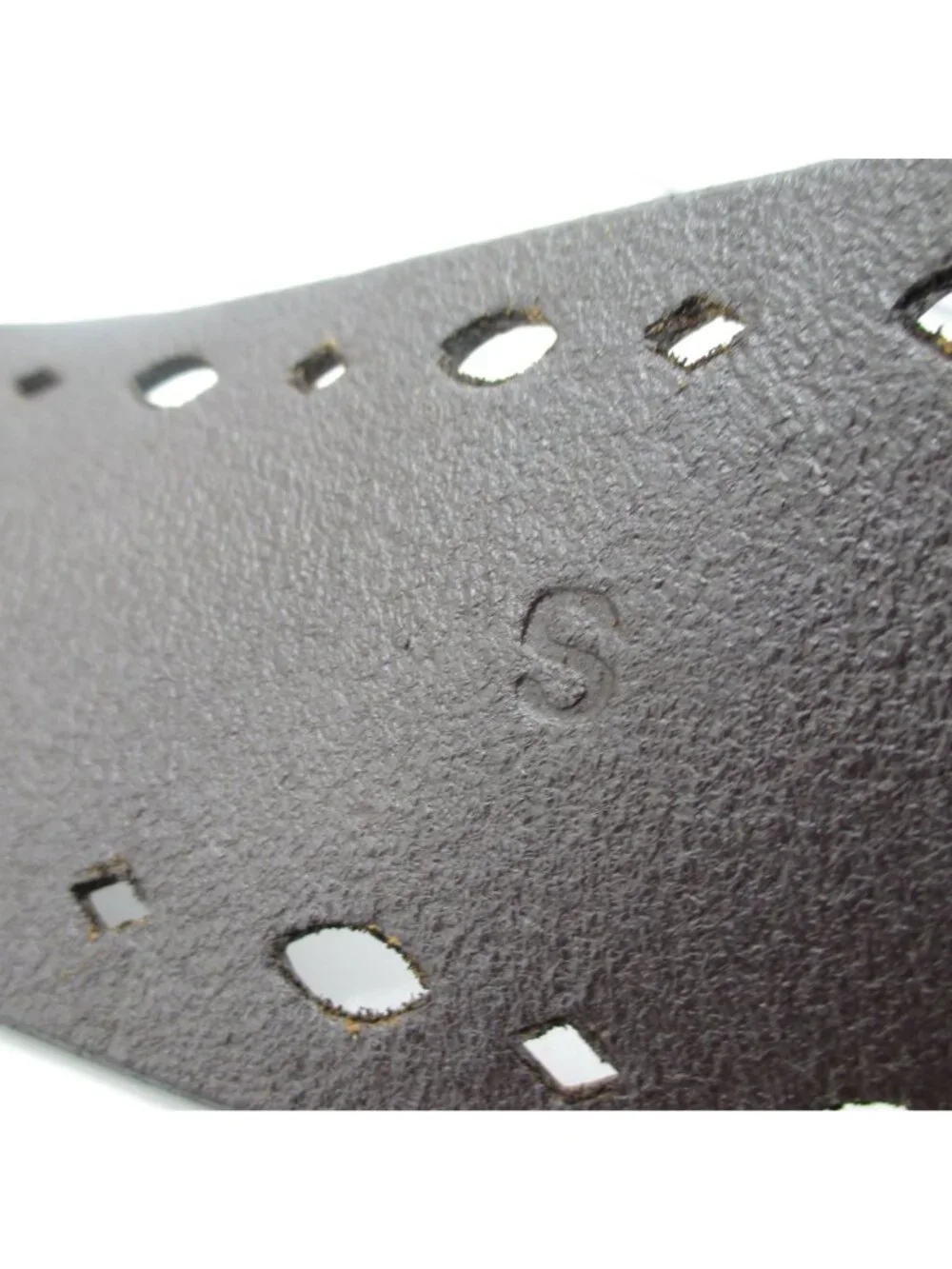 Linea Pelle Leather Belt With Brass Buckle & Cutout Design Brown Small Designer